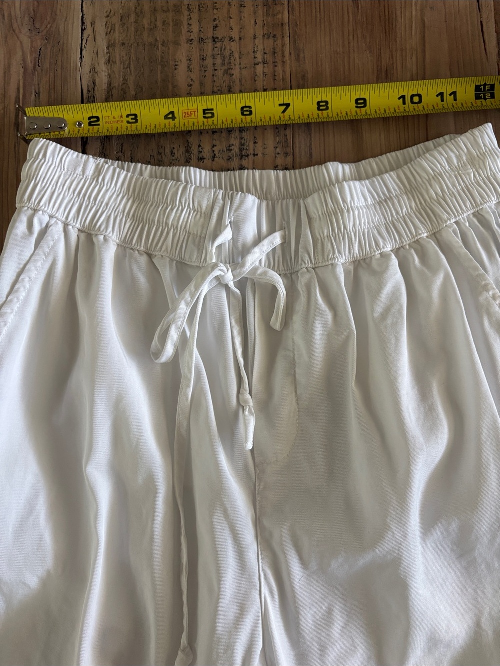 Women’s White Drawstring Jogger Pants with Elastic Ankles - Picture 3 of 7